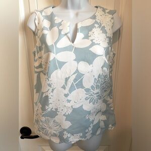 Talbots Scalloped Floral Pique Top V- Cut Neckline w/Side Zipper, Size XS